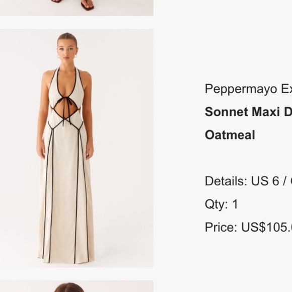 Peppermayo Dresses & Skirts - Peppermayo Sonnet Maxi Dress - Cream with Black Accents